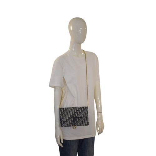 Christian Dior Blue Oblique Jacquard Wallet on Chain