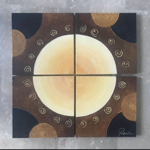 Rene painting 4 pieces like new, earth tones