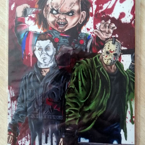 Horror Icons decorative card like new, Killer Bunny Creations