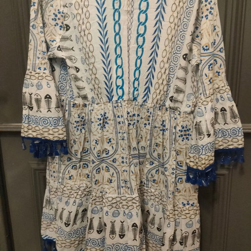Beach Kaftan like new, colorful cotton with sea motifs