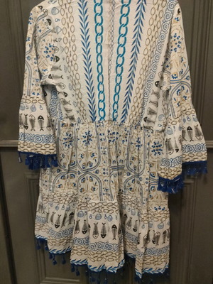 Beach Kaftan like new, colorful cotton with sea motifs