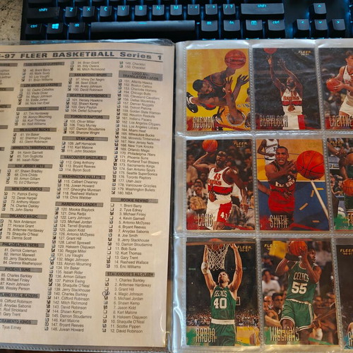 Fleer Basketball 1996-97 trading card album with 204 cards