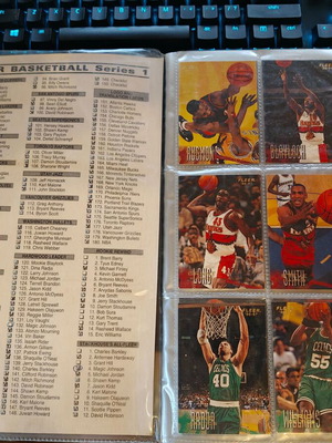 Fleer Basketball 1996-97 trading card album with 204 cards