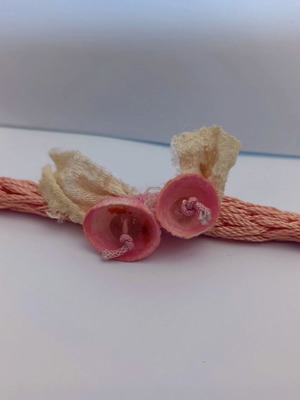 Handmade silk bracelet with flower from cocoon, new, beige and pink
