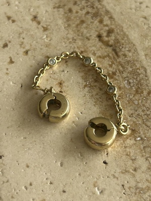 Pandora Moments Security Chain 14K Gold Plated with 3 Zirconia Stones like new