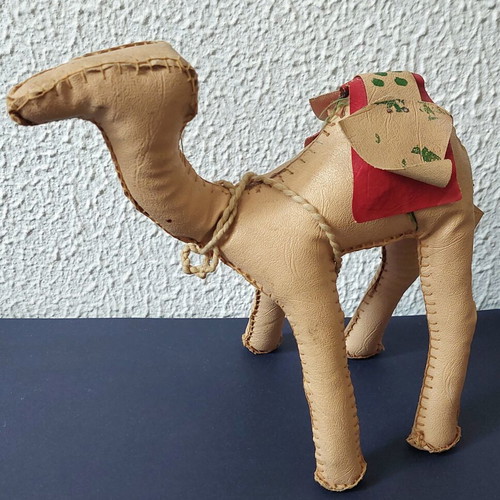 Vintage handmade leather camel figurine
