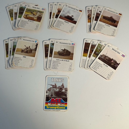 Mini TANKS card deck used, collectible, 1980s