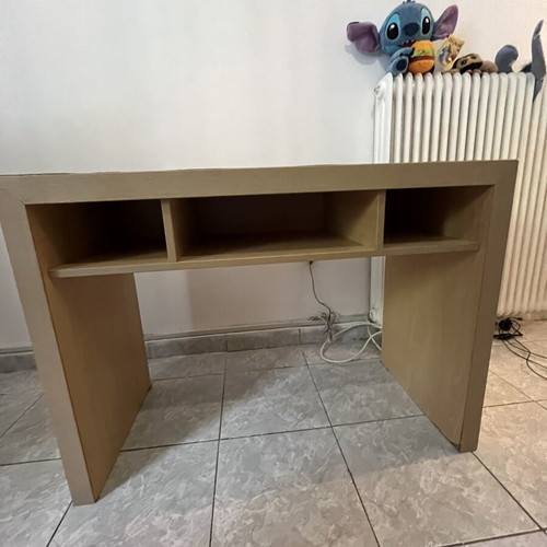 Desk with shelves used, beige color, sturdy hotel equipment