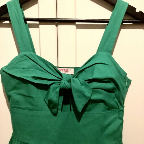 Midi dress cocktail style green cotton size XS/S like new
