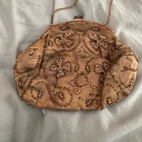 Vintage clutch handbag used gold color