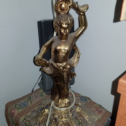 Gilded lamp with figurine vintage, like new