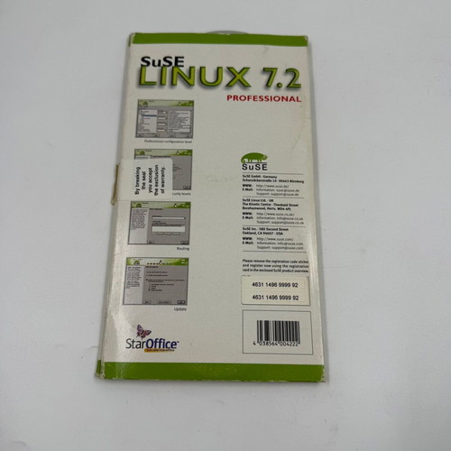 SuSE Linux 7.2 Professional software used, complete 7 CDs and 1 DVD