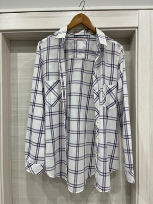 BSB women's shirt used, checked white with blue and pink stripes, size M