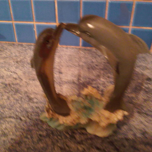 Dolphin Figures used, set of 4 ceramic wave decor