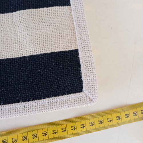 Beach bag from jute with striped black print, new