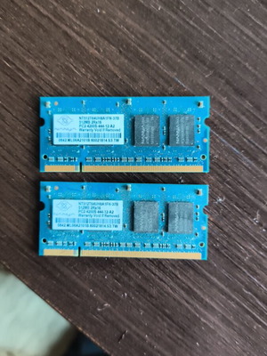 Ram 2x512 mb pc2 4200 used, 2 modules for old laptop