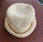 Straw summer beach hat used, beige