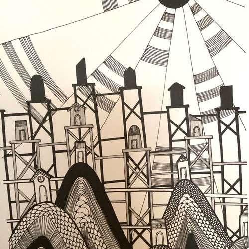 Πόλη πρωτότυπη σε χαρτί ακουαρέλας 240gsm 29,7x41cm