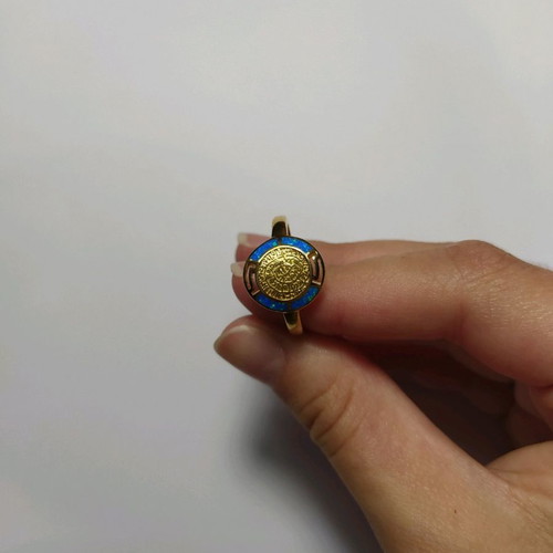 Silver gold-plated 925 ring with blue opal new, size 58