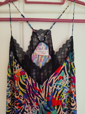 Cloud 9 by L μακρύ πολύχρωμο φόρεμα σε στυλ lingerie με zebra print σαν καινούργιο