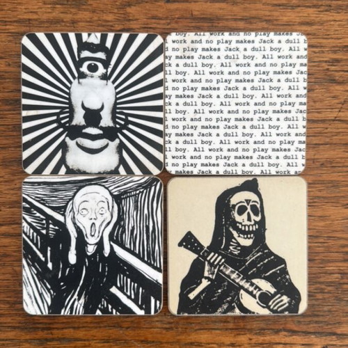 Coasters set of 8 like new, cute mix and match fun designs