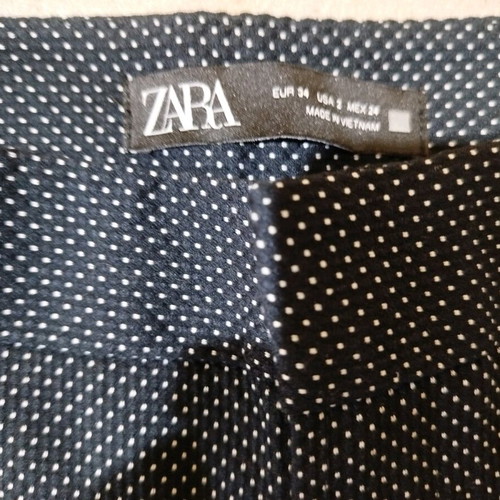 Zara classic office pants dark blue with white polka dots size XS like new