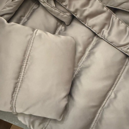 Women's long down jacket with belt like new, beige