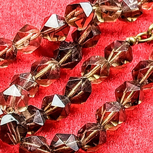 Handmade necklace from smoky quartz, new, length 42 cm + 6 cm chain