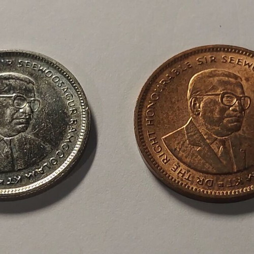 Mauritius 2 used coins 20 and 5 cents 2005