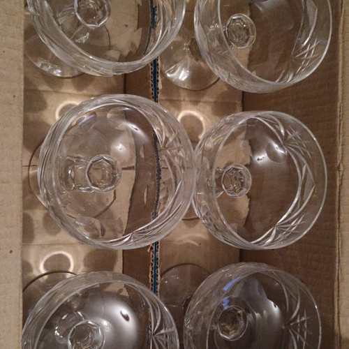 Crystal champagne glasses new, set of 6 pieces