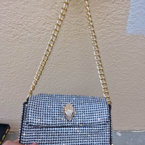 Kurt Geiger women's shoulder bag with chain and rhinestones, silver