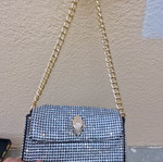 Kurt Geiger women's shoulder bag with chain and rhinestones, silver
