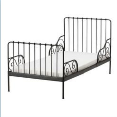 Minnnen IKEA bed used, black, extendable with mattress