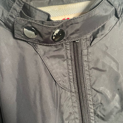 Sixty men's jacket used, size Large, black with white and yellow stripe Y2K