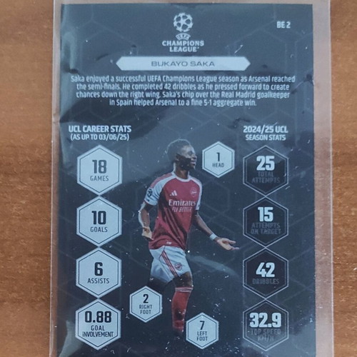 Topps Match Attax Champions League 2025-2026 Bukayo Saka Black Edge Edition card like new