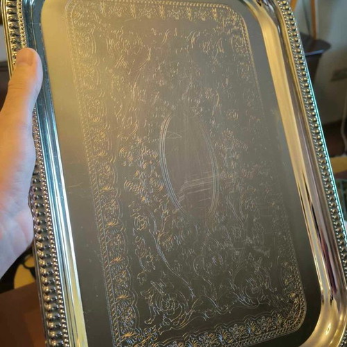 Twin Bird vintage serving tray used with floral pattern