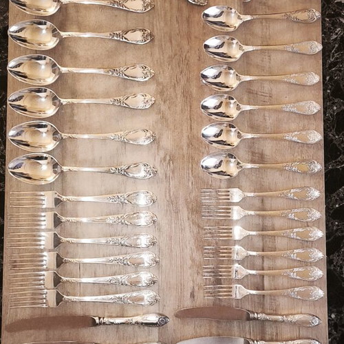 Antique Soviet Silver-Plated Cutlery Set 6 Persons 43 Pieces (ЗиШ МНЦ - USSR)