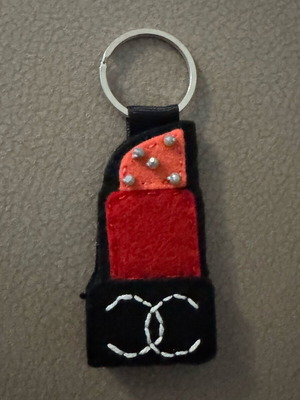 Handmade lipstick keychain new, black and red