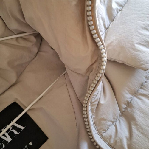 Zara puffer long coat, warm, like new, beige, oversized