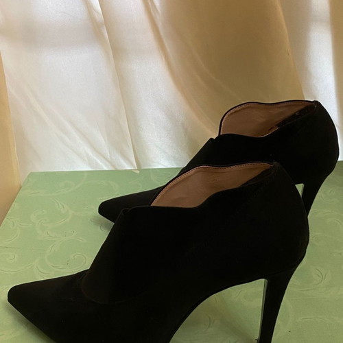 Suede ankle boots used, size 39, black with 8cm heel