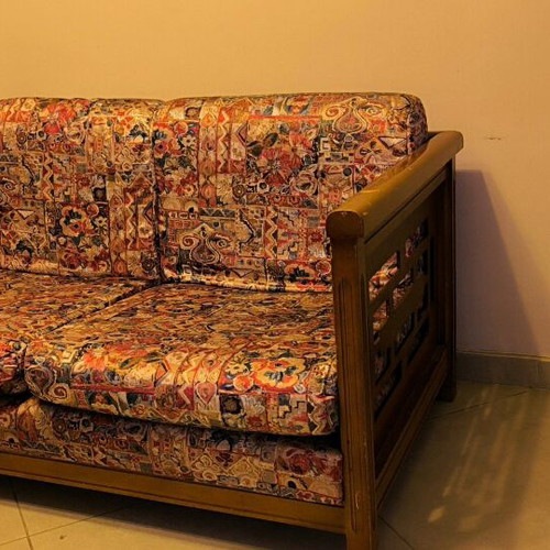 Two-seater sofa used, solid wood