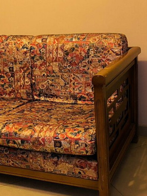 Two-seater sofa used, solid wood