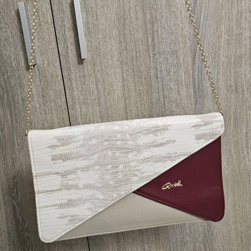 Axel envelope bag crossbody new, beige and red 30x18