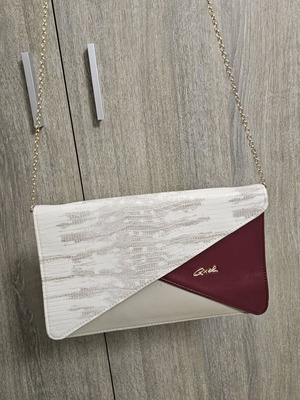Axel envelope bag crossbody new, beige and red 30x18