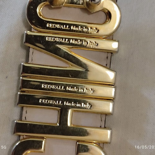 Moschino Redwall leather navy belt like new, size S 75