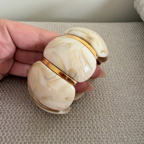 White bone bracelet new with gold details