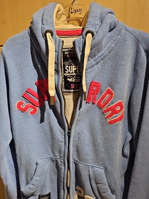 Superdry jacket used, blue, with fleece hood