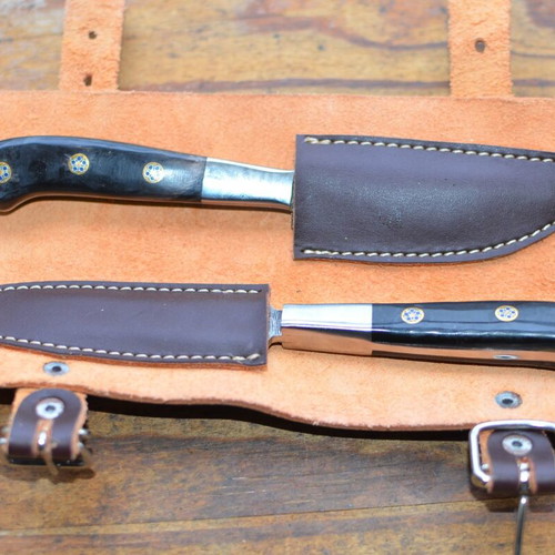 Damascus Hand Forged Knife and Fork BBQ Hunting Set New