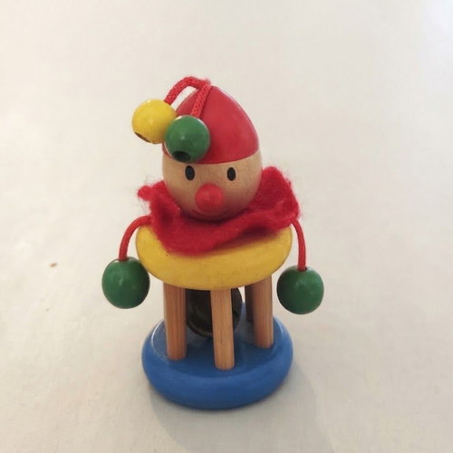 Vintage wooden clown rattle