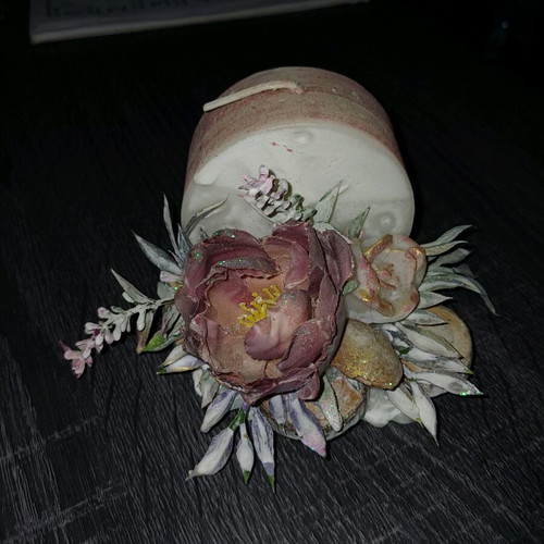 Decorative candle with flowers like new